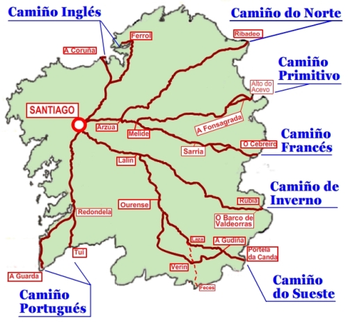 Os camiños en Galicia